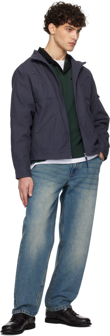 Bomber bunda Dime Navy Blue Zip-Up Jacket Navy | DIMEHO243NVY, 3