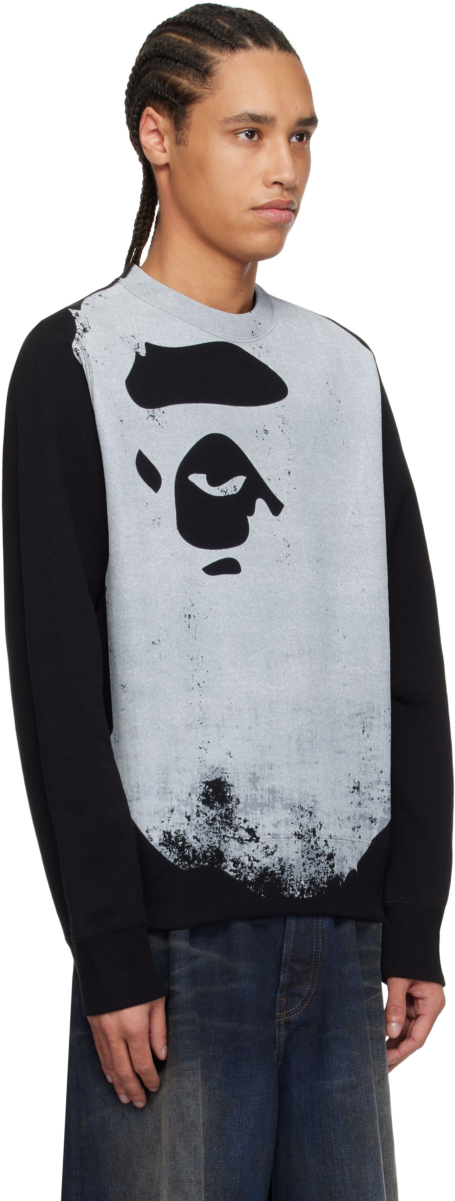 Sveter BAPE A Bathing Ape Ape Head Over Print Sweatshirt Šedá | 001SWK801006M, 1