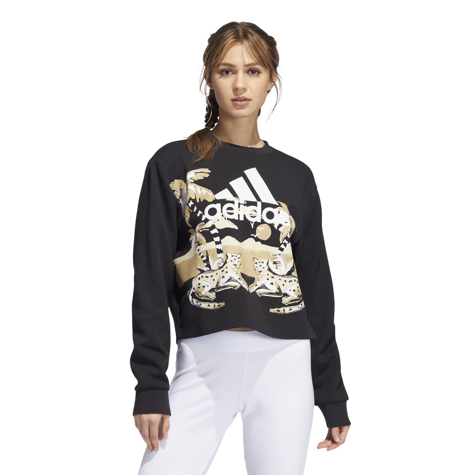 Graphic Print Cropped Sweatshirt