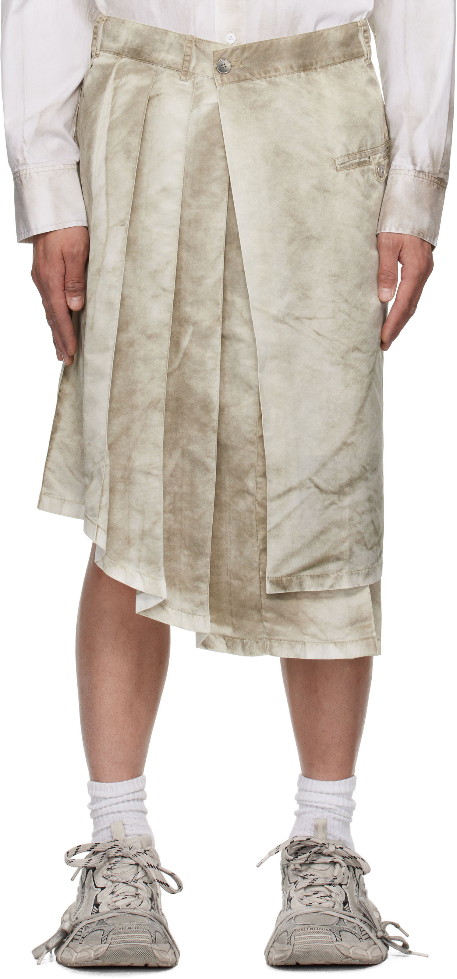 Sukňa Feng Chen Wang Feng Chen Wang Sandwashed Nylon Asymmetrical Skirt Béžová | FUS19SK02, 0