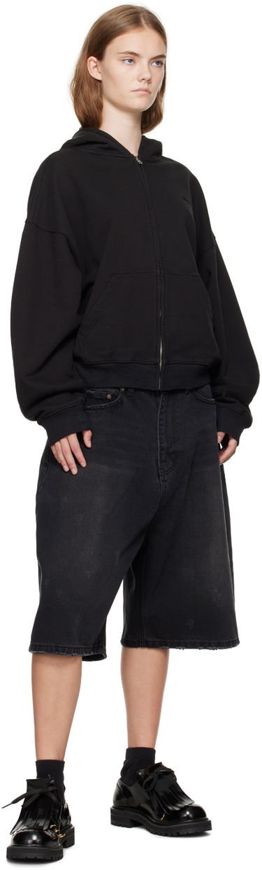 Mikina We11done We11done Cropped Zip-Up Hoodie Čierna | WD-TJ2-24-853-U-BK, 3