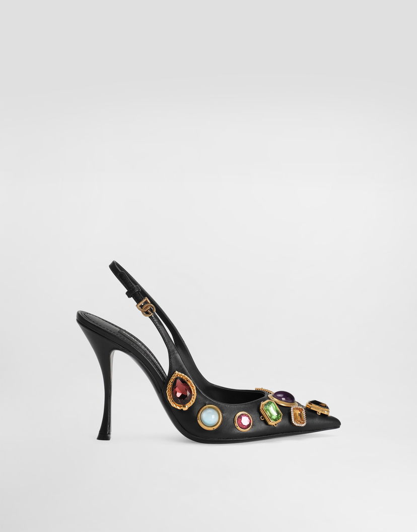 Doplnky Dolce & Gabbana Dolce & Gabbana Slingbacks With Jewels Čierna | CG0970AP4638S574
