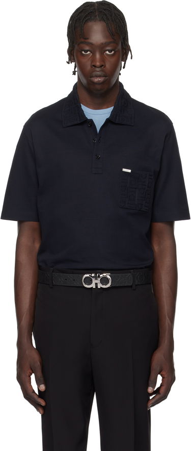 Polo tričko FERRAGAMO Salvatore Ferragamo Jacquard Pocket Polo Navy | 781014, 0