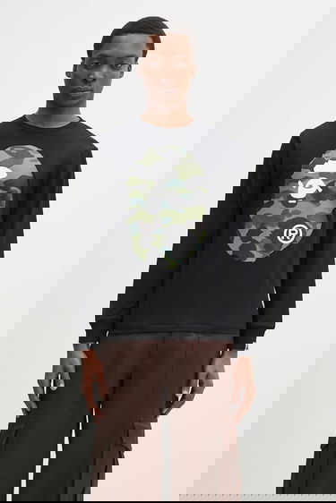 Tričko BAPE A Bathing Ape 1St Camo Big Ape Head Long Sleeve T-Shirt Čierna | 1K80111018, 0