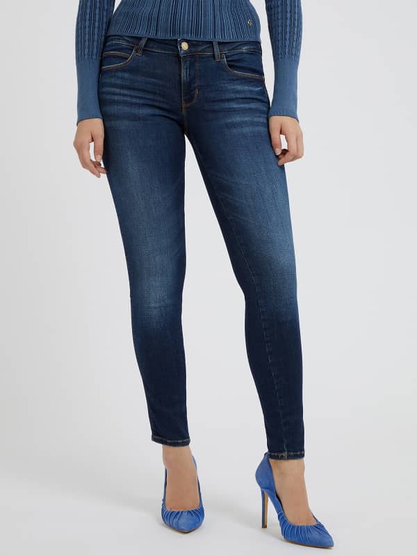 Nohavice a džínsy GUESS Skinny Fit Denim Navy | W2YAJ2D4Q03, 0
