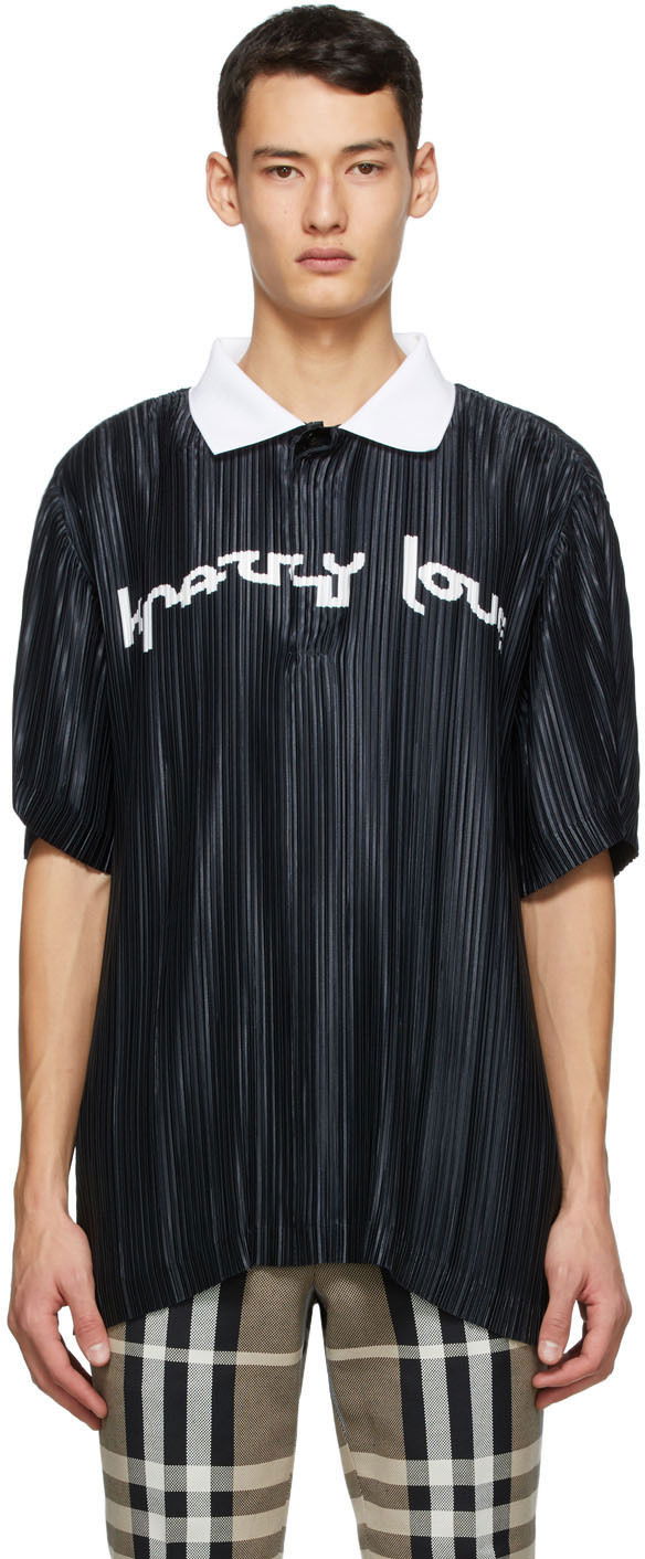 Polo tričko Burberry Burberry 'Crazy Love' Pleated Polo Čierna | 4565874