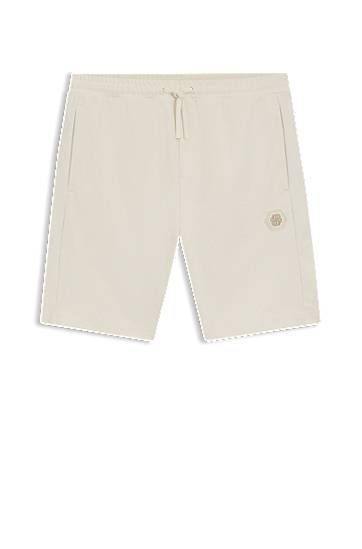 Šortky BOSS Double B Monogram Cotton-Blend Shorts Béžová | 50551557