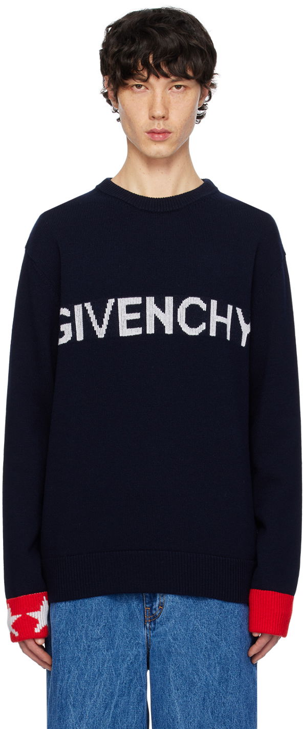 Sveter Givenchy Jacquard Sweater Navy | BM90QP4YH4409, 0
