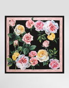 Dolce & Gabbana Rose and Peony Print Silk Twill Square Scarf