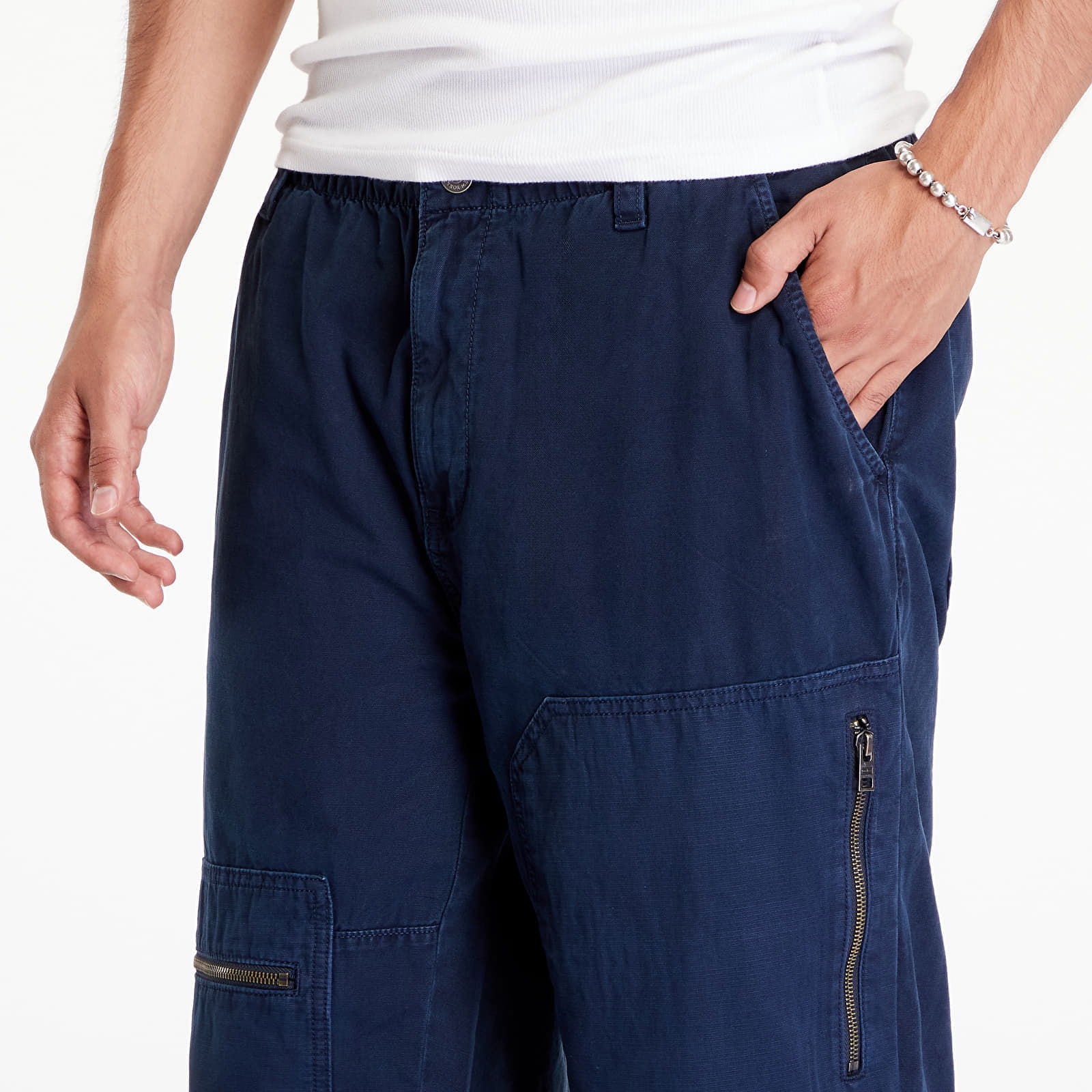 Aidan Straight Baggy Tapered Cargo Pants Dark Night Navy