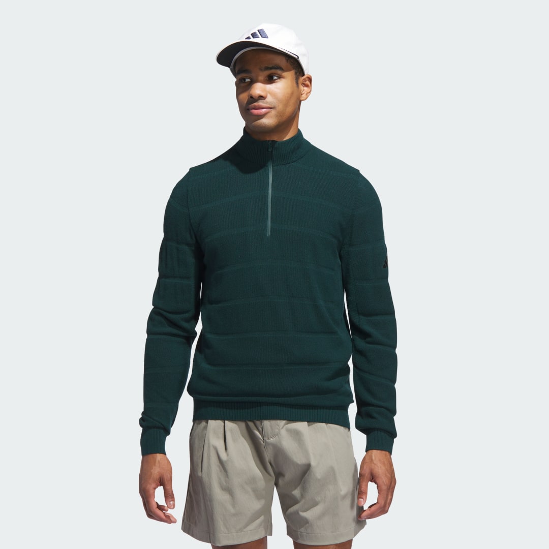 Sveter adidas Performance Ultimate365 Tour Wind Knit Quarter-Zip Sweater Zelené | JL5387, 0