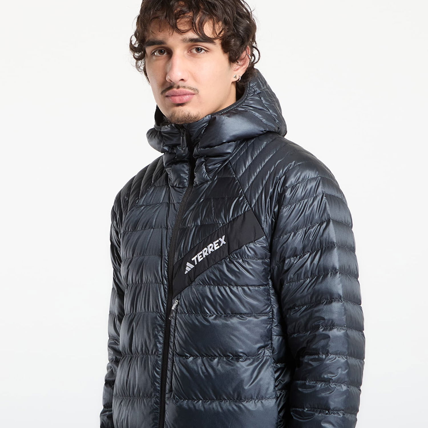 Prešívaná bunda adidas Originals Terrex Techrock CLIMAWARM+ Down Hooded Jacket Šedá | JC5181, 1