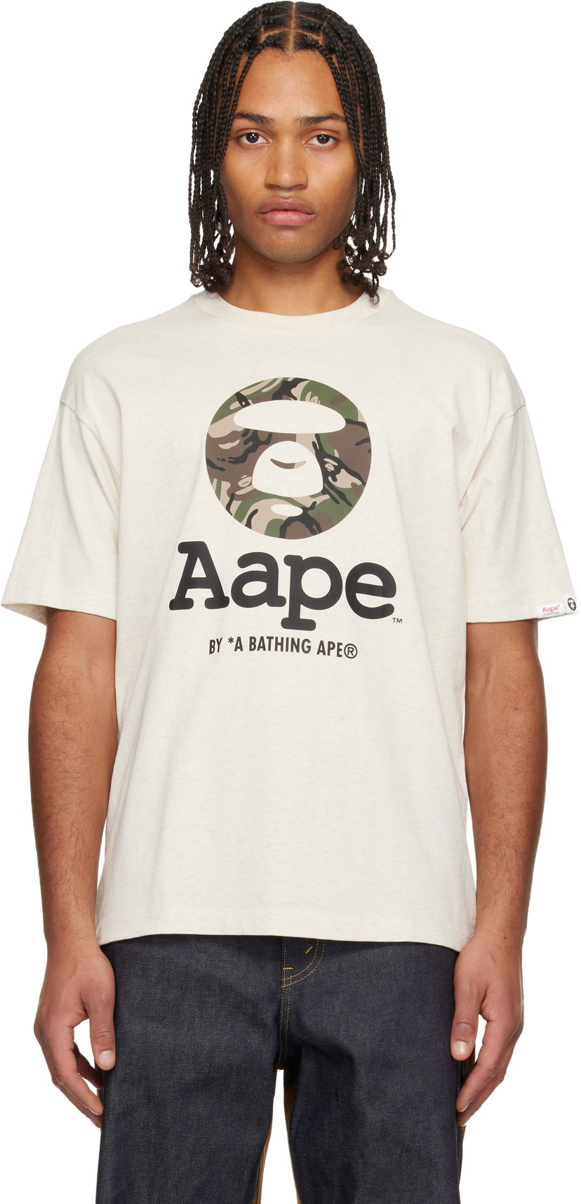 Tričko AAPE by A Bathing Ape Moonface Camo T-shirt Béžová | AAPTEM1640XANBG2