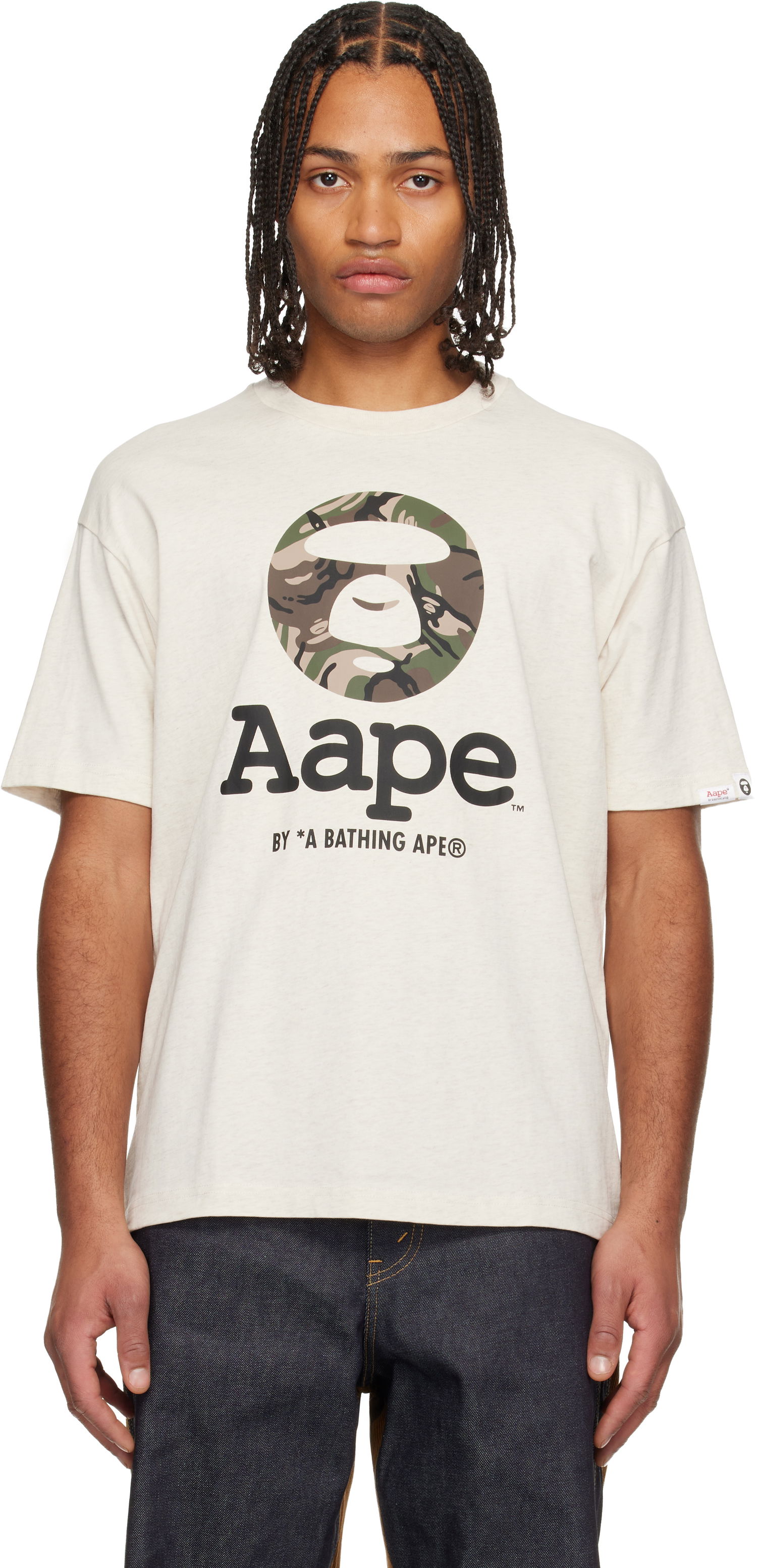 Tričko AAPE by A Bathing Ape Moonface Camo T-shirt Béžová | AAPTEM1640XANBG2, 0