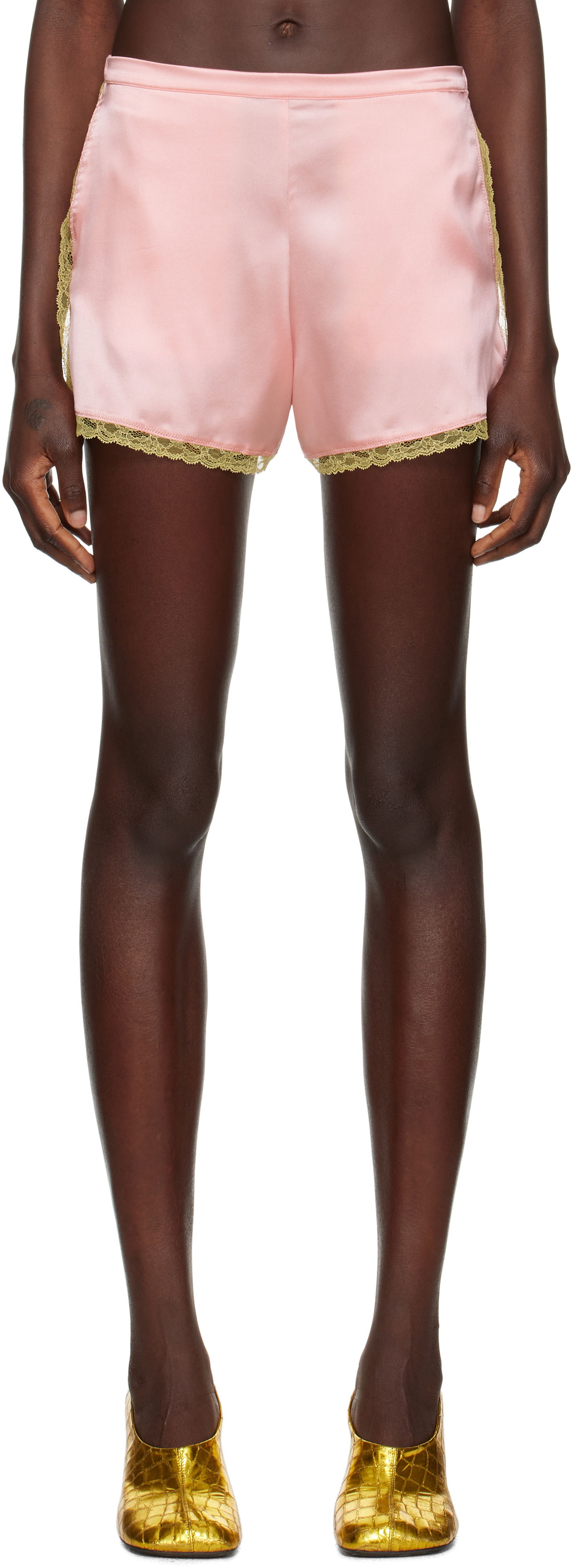 Šortky Dries Van Noten Dries Van Noten Silk Lace Trim Mini Shorts Ružová | 251-010911-1032, 0