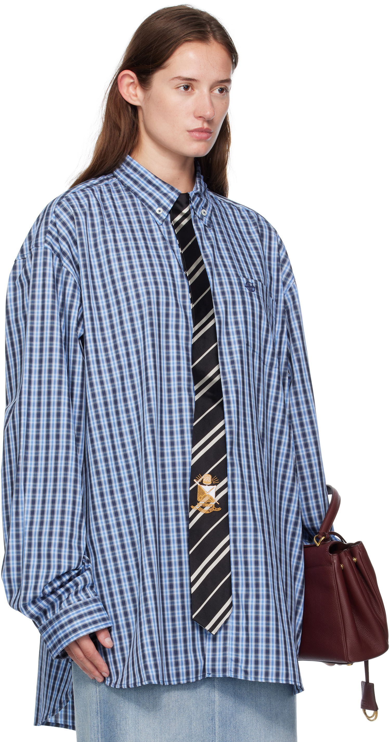 Košeľa VETEMENTS Vetements Tie Gingham Shirt Modrá | UH76SH280CN, 1