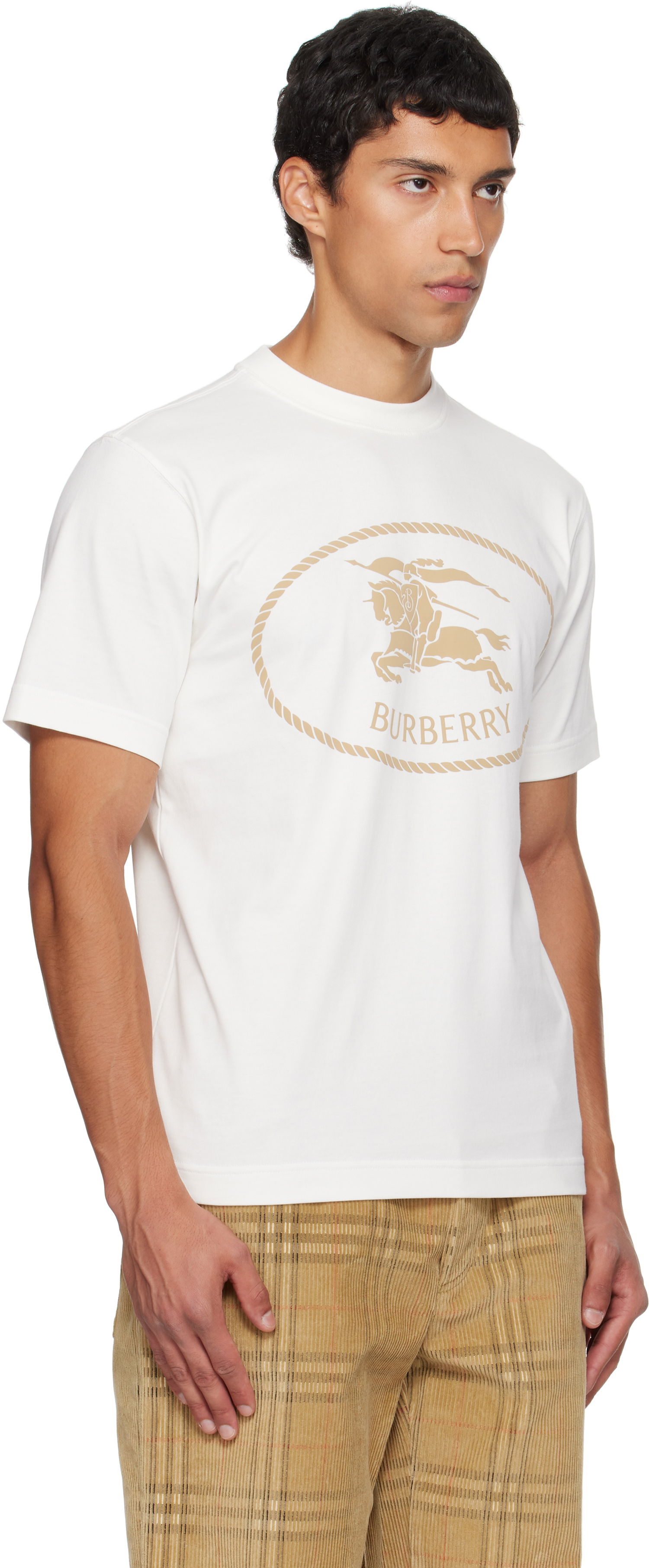 Tričko Burberry Burberry Knight Stamp Cotton T-Shirt Biela | 8110112, 1