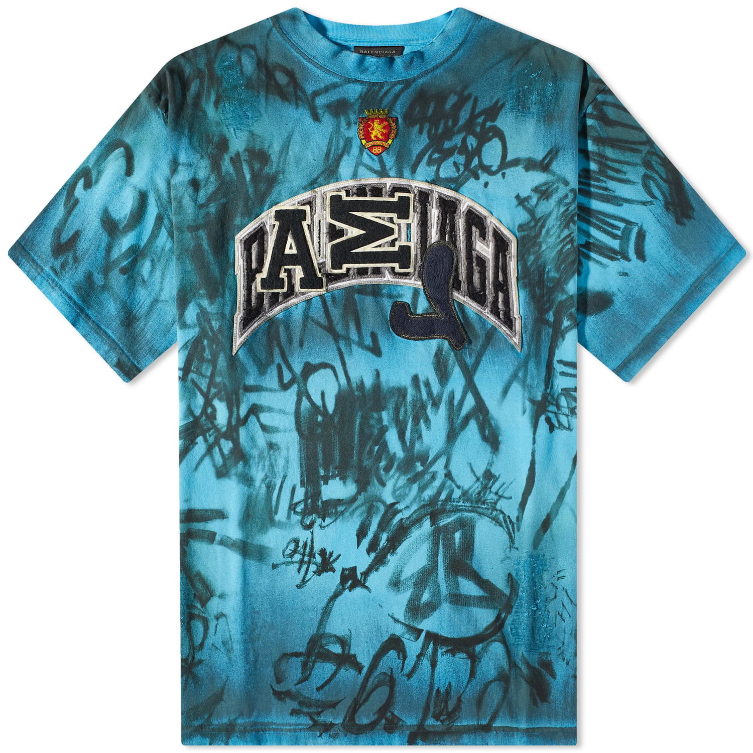Tričko Balenciaga Graffiti Tee Tyrkysová | 739028-TOVA7-4900, 0