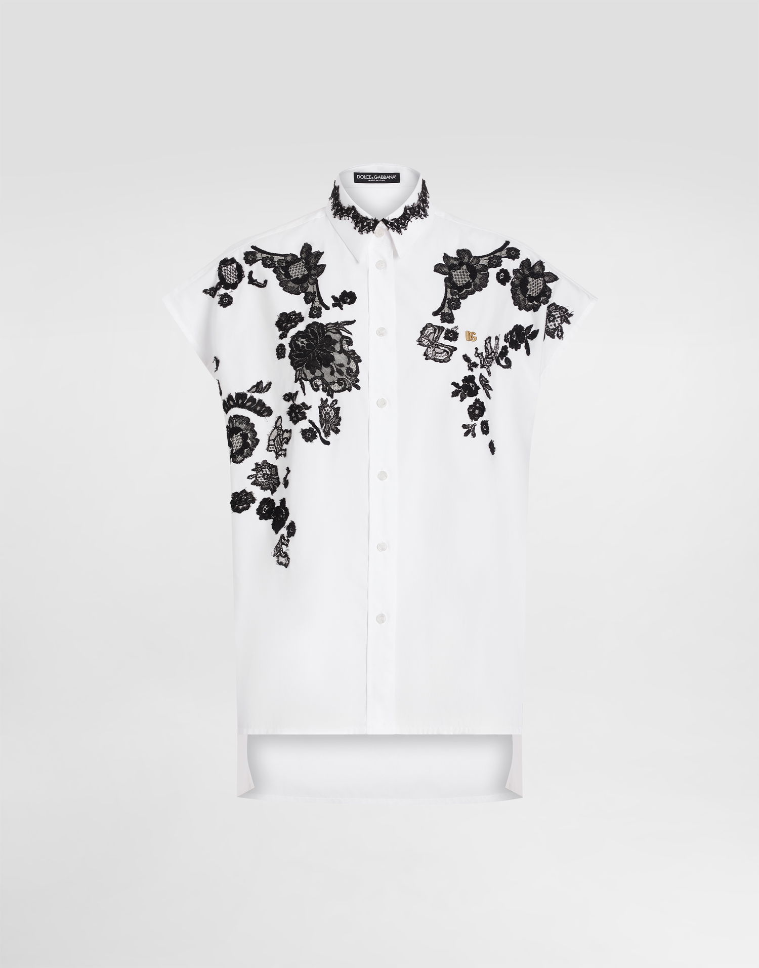 Košeľa Dolce & Gabbana Dolce & Gabbana Oversize Cotton Poplin Shirt with Lace Appliqués Biela | F5T38TGDCTKW0800, 0