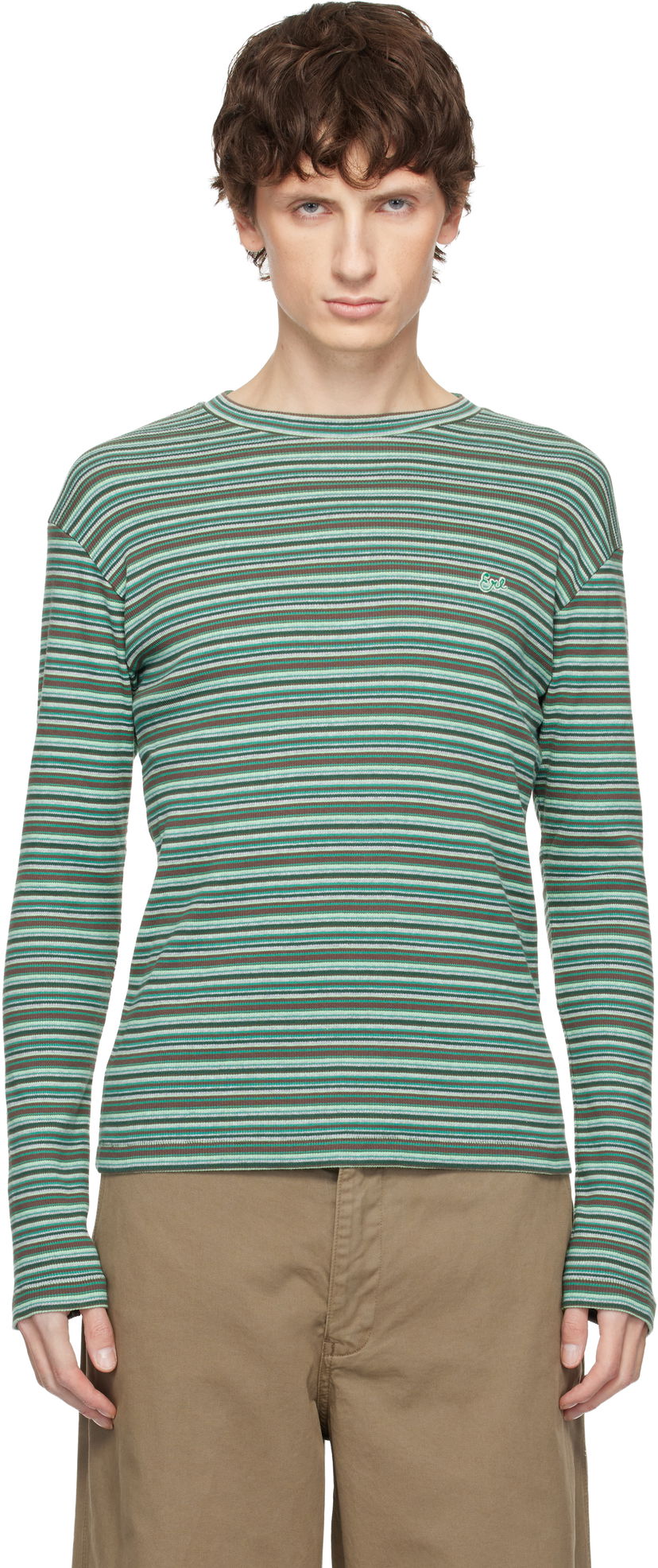 Tričko ERL Rib Knit Multi-Stripe Long Sleeved T-shirt Rôznofarebný | ERL11T019