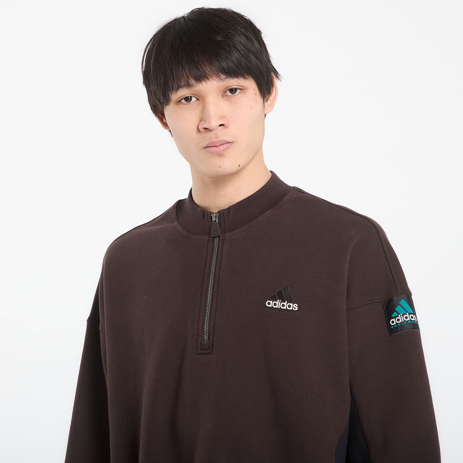 Mikina adidas Performance Equipment Blocked Half-Zip Sweatshirt Hnedá | KE1352, 1