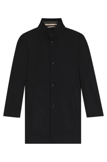 Kabáty BOSS Slim-fit Stand-collar Coat in Wool and Cashmere Čierna | 50551078