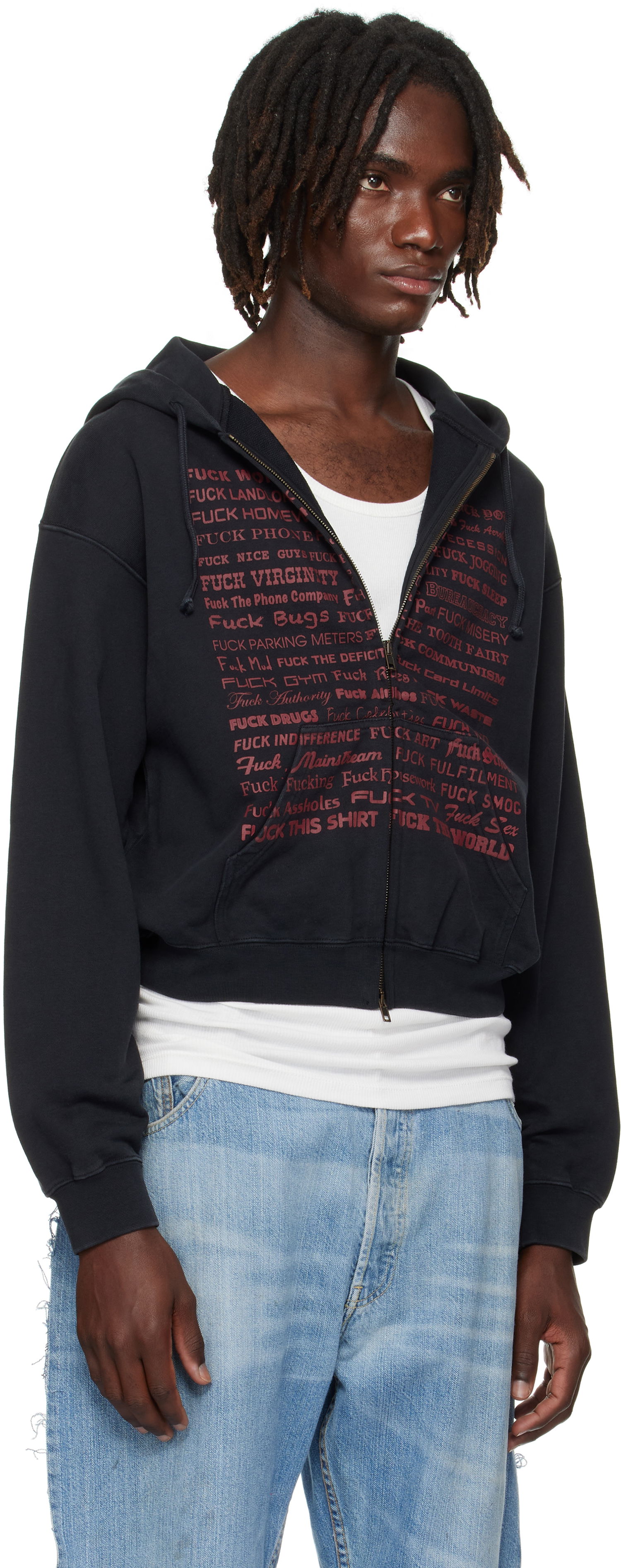 Mikina VETEMENTS VETEMENTS 'Fuck' Fitted Zip-Up Hoodie Čierna | UH76ZU660B, 1