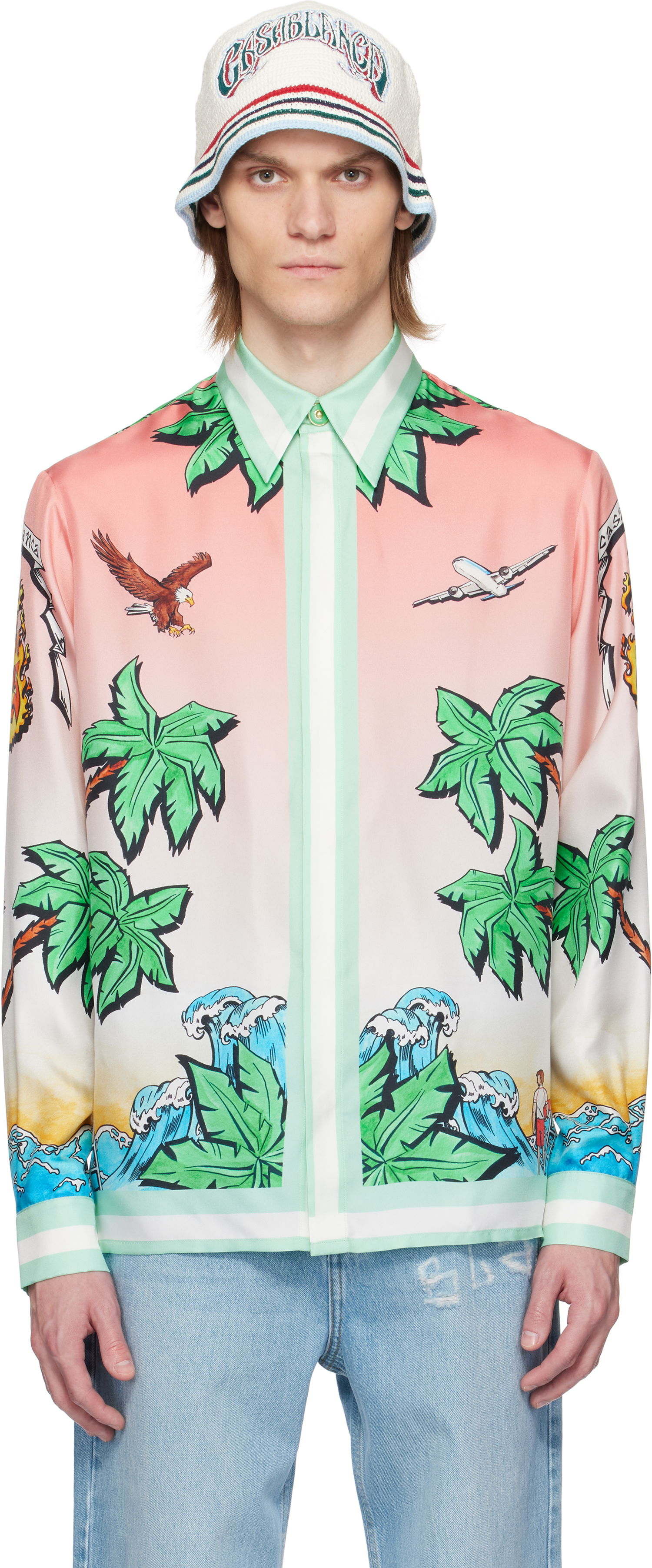 Košeľa Casablanca Casablanca 'Tennis Club' Print Silk Shirt Rôznofarebný | U-MS25-SH-021-02, 0