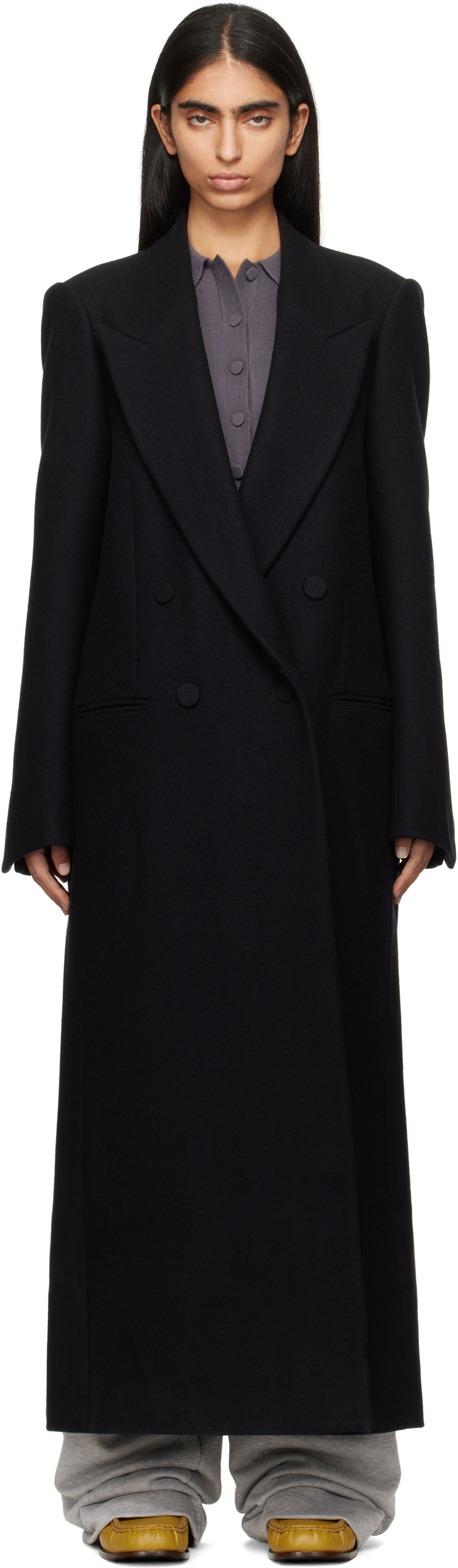 Trenčkot Dries Van Noten Dries Van Noten Wool Double-Breasted Maxi Coat Čierna | 242-010216-9223, 0