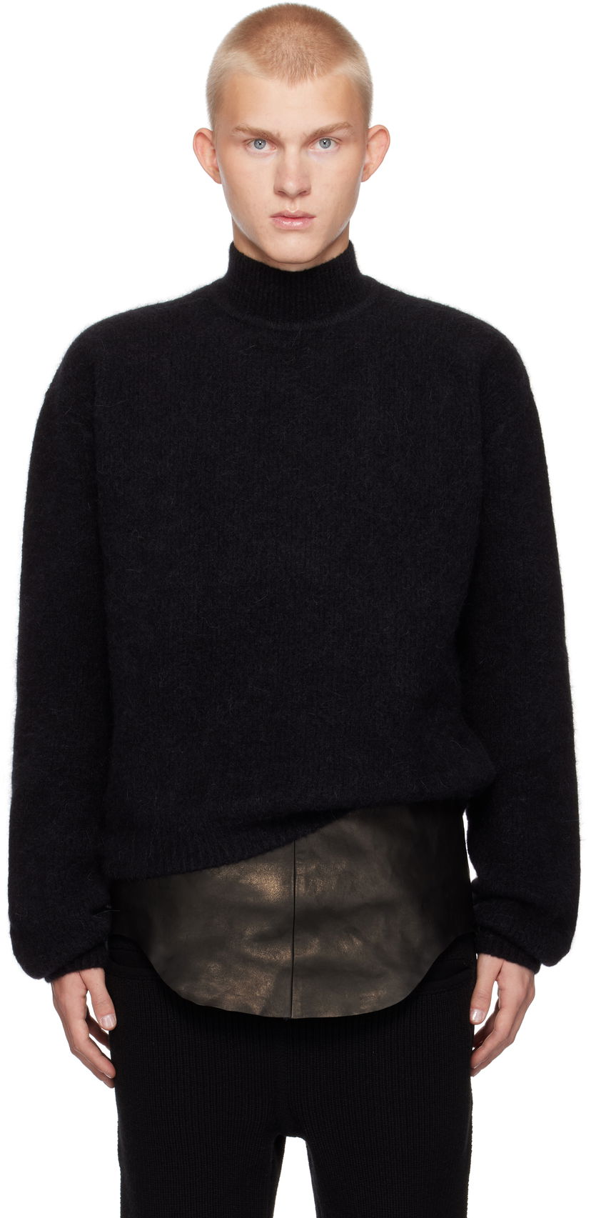 Sveter Rick Owens Alpaca Knit Turtleneck Sweater Čierna | RR02D6645 KWP