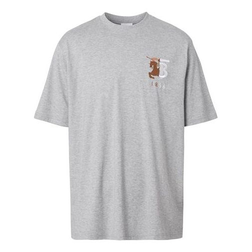 Tričko Burberry Puzzle Embroidery Logo Short Sleeve T-Shirt Šedá | 80256501