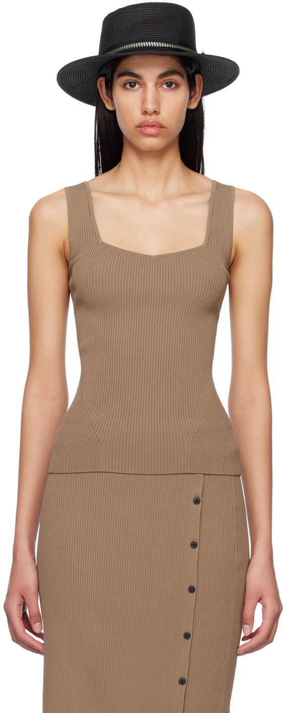 Tielko rag & bone Rag & Bone Asher Rib Knit Tank Top Hnedá | WAS23S035YL35, 0