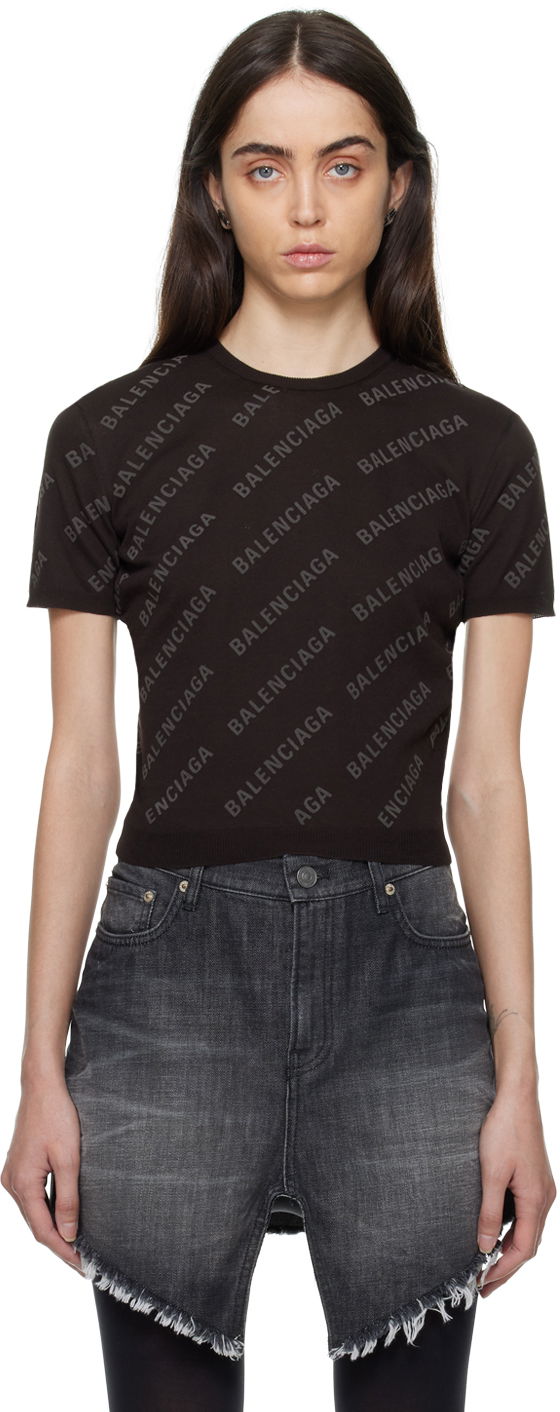 Sveter Balenciaga Mini Allover Hnedá | 706302 T3234, 0