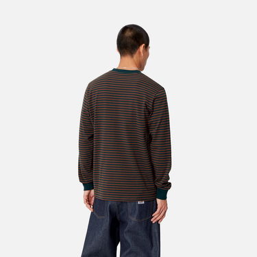 Košeľa Carhartt WIP Striped Long Sleeve T-Shirt With Chest Pocket Hnedá | I033817_7, 1