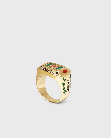 Prsteň Casablanca Gold Tone Tennis Club Enamel Signet Ring Metalická | APF25-JW-087-01, 0