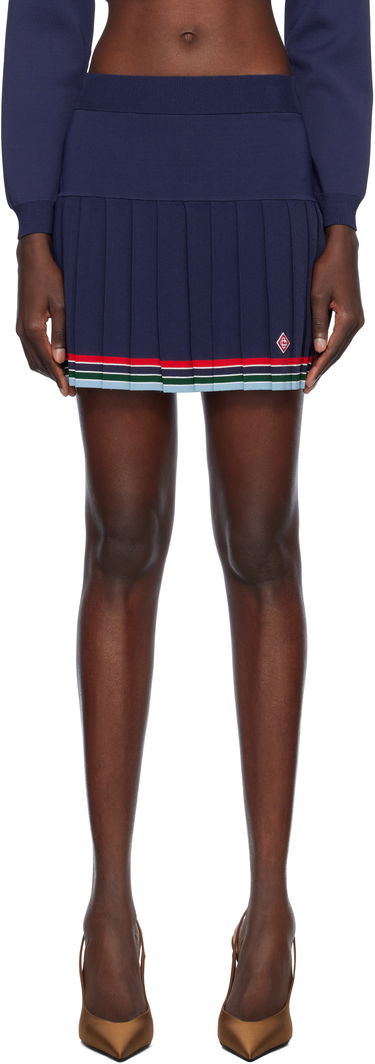 Sukňa Casablanca Casablanca Baseball Pleated Miniskirt Navy | WS25-KW-983-01, 0