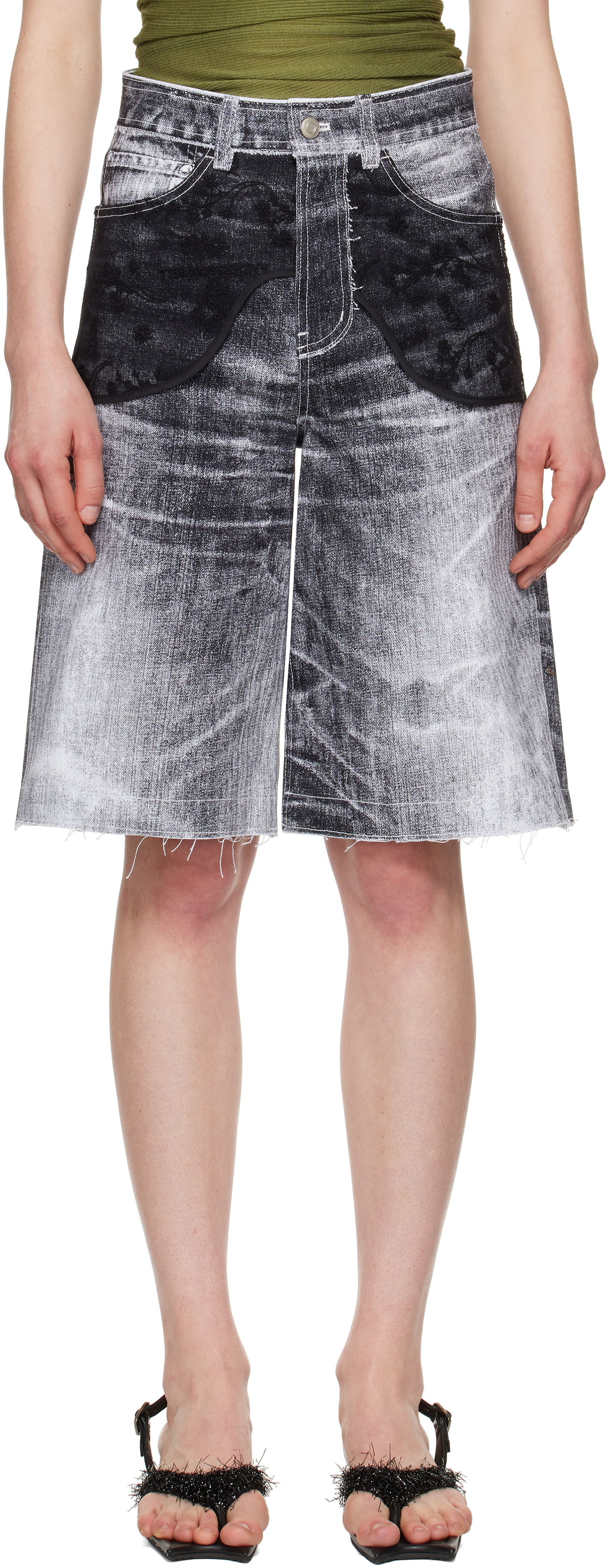 Šortky Andersson Bell Andersson Bell Lace Paneled Denim Shorts Šedá | apa794w, 0