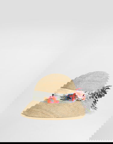 Klobúk Dolce & Gabbana Floral-print Band Raffia Hat Béžová | LB5H67G7PWES9000, 2