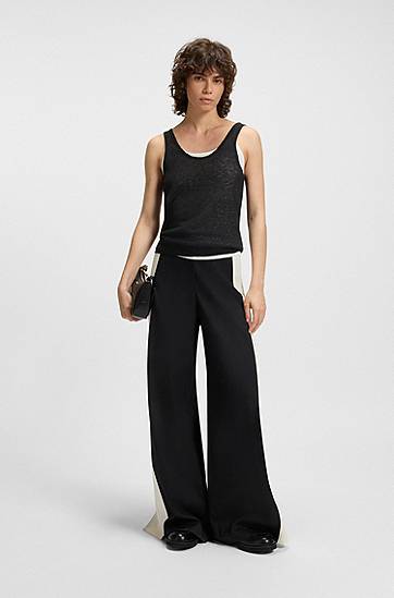 Tielko BOSS BOSS Layered Knit Vest Top Čierna | 50542868, 1