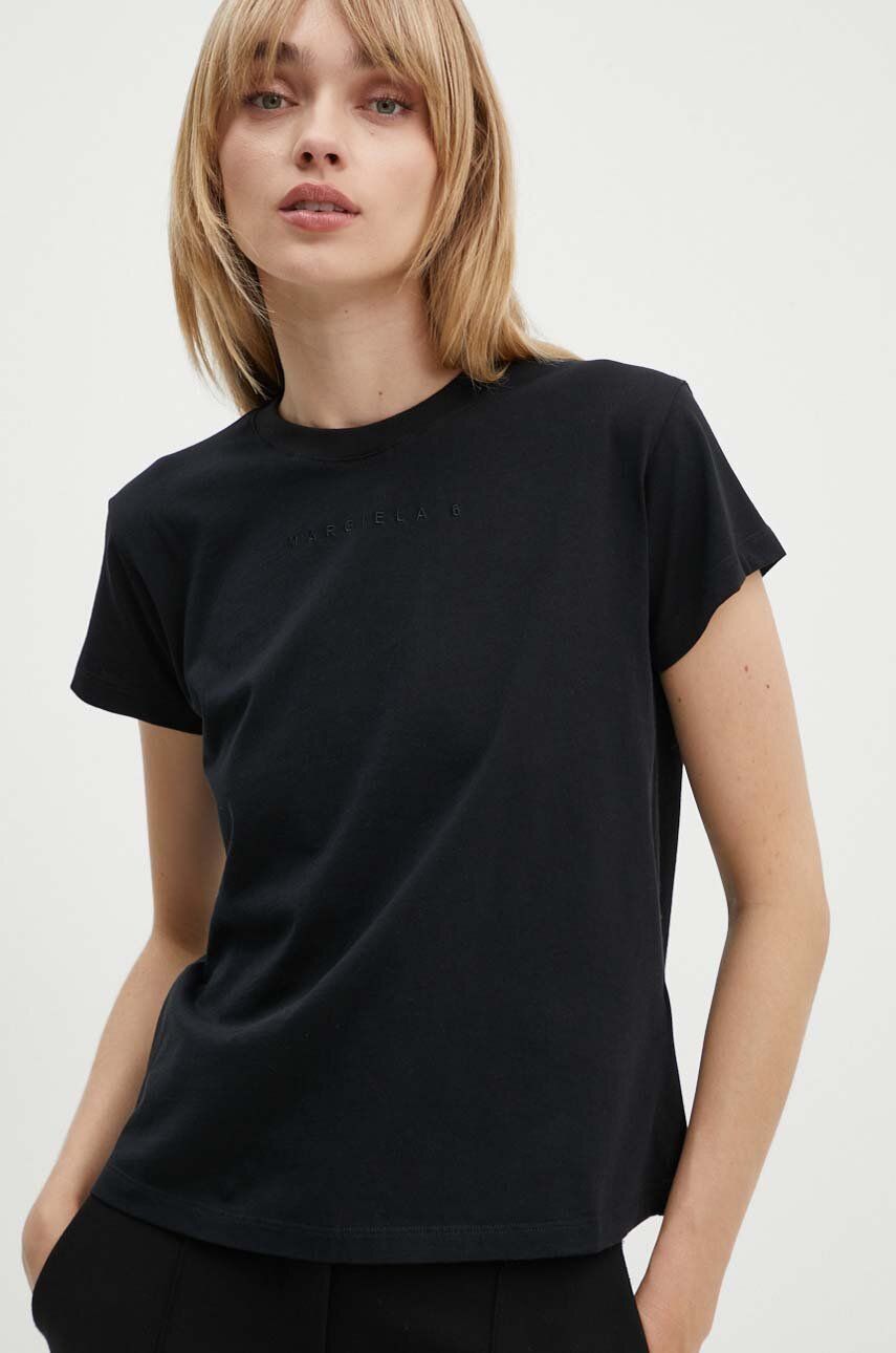 Tričko Maison Margiela MM6 Maison Margiela Black Embroidered Logo T-Shirt Čierna | S52GC0247.S24312, 0