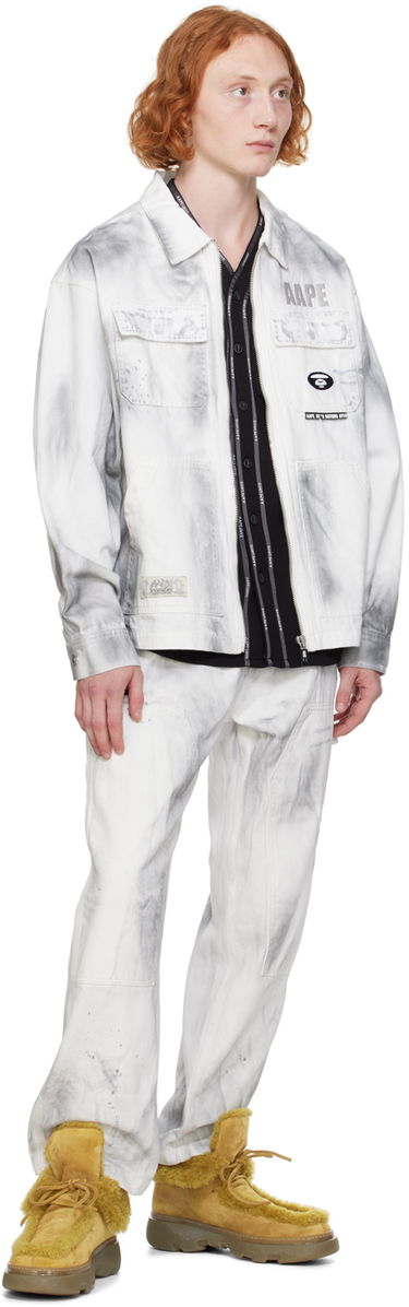 Bunda AAPE by A Bathing Ape AAPE by A Bathing Ape Faded Denim Jacket Biela | AAPLJM7644XXMWHB, 3