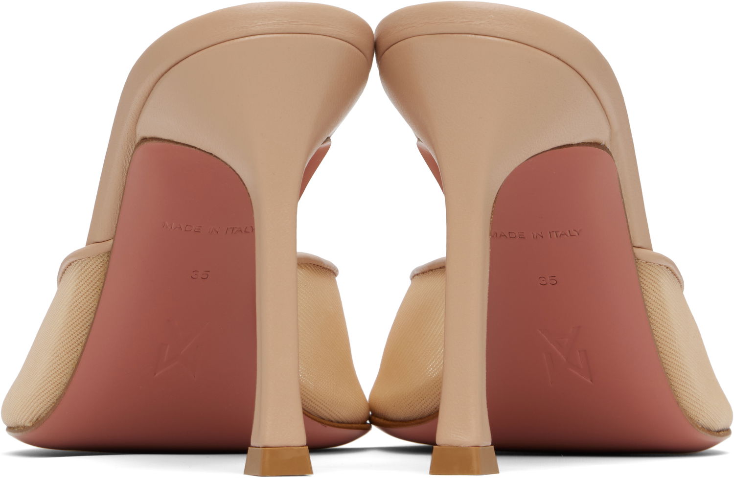 Doplnky Amina Muaddi Amina Muaddi Alexa Mesh 95 Heeled Sandals Béžová | SSENSE EXCLUSIVE 95MM ALEXA MESH, 1