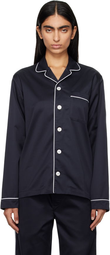 Pyžamo TEKLA Sateen Long-Sleeved Pyjama Shirt Modrá | SWT-NAV & SWP-NAV, 0