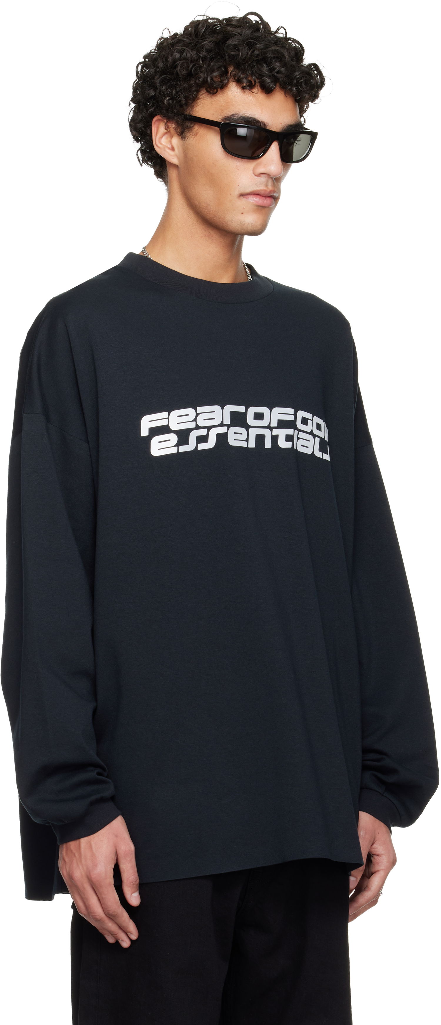 Tričko Fear of God ESSENTIALS Holiday Ponte 90s Long Sleeve T-shirt Čierna | 125HO254541F, 1