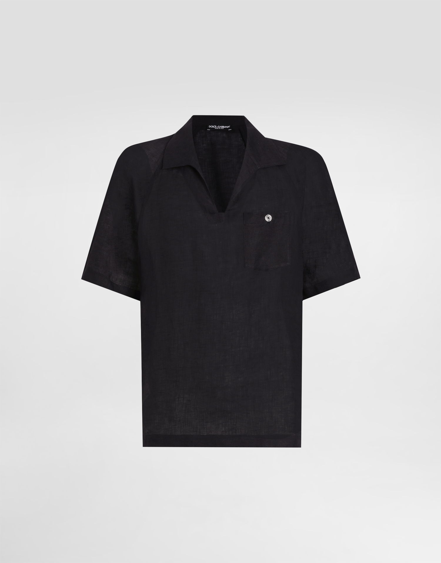 Tričko Dolce & Gabbana Dolce & Gabbana Men's Short-Sleeved Linen T-Shirt Čierna | G8ST0TFU4MHN0000, 0