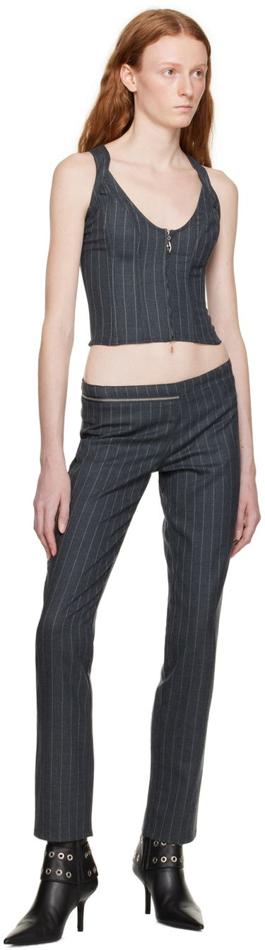Nohavice Miaou Miaou Hannah Jewett Edition Maeve Pinstripe Trousers Šedá | 1030PSWBRI, 3