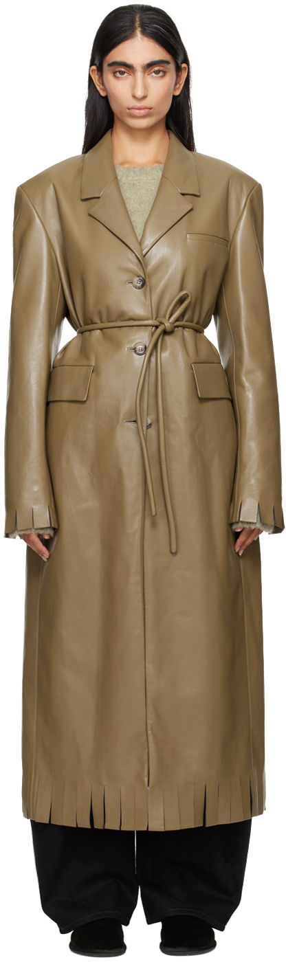 Taupe Nikoline Vegan Leather Coat