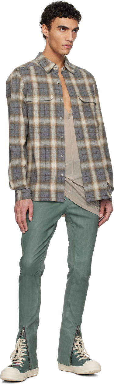 Košeľa Rick Owens Rick Owens Hollywood Plaid Overshirt Hnedá | RU01E5236 CP, 3