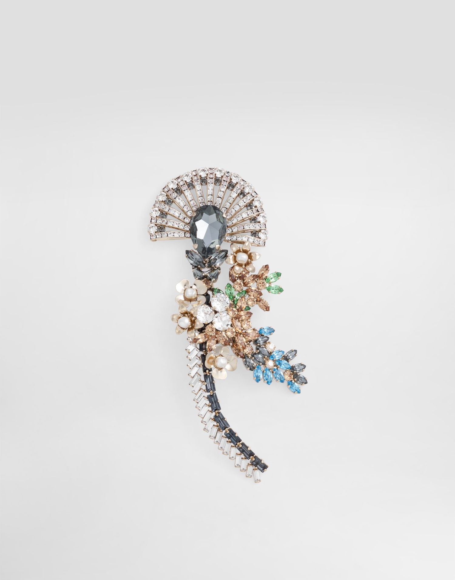 Spona Dolce & Gabbana Maxi Floral Fan Brooch with Cascading Rhinestones and Metal Details Rôznofarebný | WPR7F6W111187579, 0