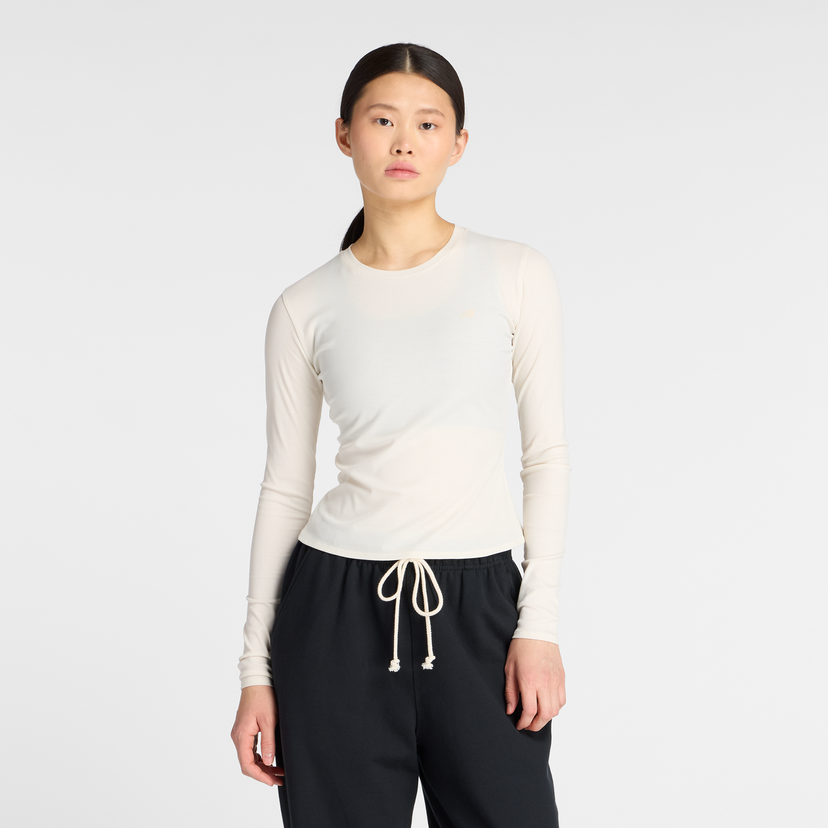 Tričko New Balance Fitted Ribbed Long Sleeve Top Biela | NBWT53133PEF